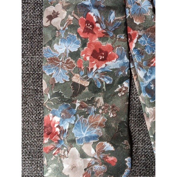 Tie 70s 80s 90s Y2K Mens Jonathon Lake Green Blue Orange Floral 3.5 Wide 55 Long - Picture 2 of 5